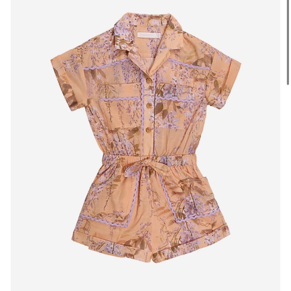 ZIMMERMANN Kids ROSA POCKET DETAIL PLAYSUIT-LILAC WISTERIA FLORAL New with Tags! - Picture 1 of 7